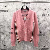 Sugar sugar day generation THOM BROWNE 19 autumn and winter TB sides color strip knitwear cardigan cashmere jacket men AND women