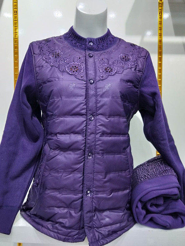 Casual person 8959 down thermal underwear set female middle-aged and elderly double-layer plus velvet thickened and fattened