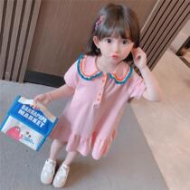 South Korea ins girls short sleeve dress 2021 sweet summer dress foreign style baby girl princess dress tide polo shirt skirt 3