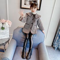 South Korean girls small fragrant wind plus suede checkered jacket 2021 autumn and winter female baby thickened with thousands of birdie gags