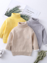 South Korean childrens woolen sweatshirt with high collars undershirt autumn and winter boys girls baby girl baby pure cotton knit cardiovert