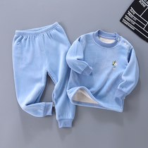 South Korean childrens thermal underwear suit gushed and thickened childrens clothing and autumn pants male and female childrens winter clothing and pajamas two sets