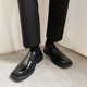 Asymmetrical toe~patent leather small leather shoes men's shoes British style square toe derby shoes niche ins casual leather shoes trendy Korean