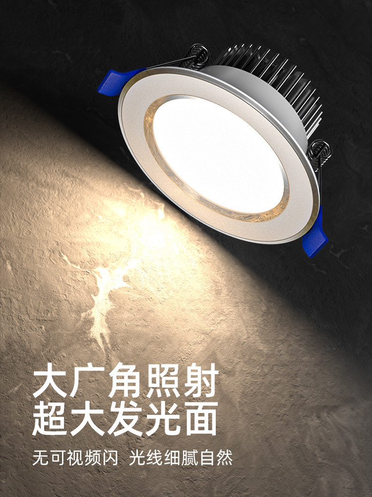 Edland Led Downlight Embedded 75mm Household Spotlight Ceiling Light Ceiling Living Room Copper Light Hole Light Simple Light