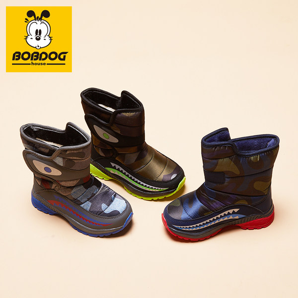 巴布豆 加绒保暖 男、女童防水雪地靴 天猫优惠券折后￥69.9包邮（￥89.9-20） 多色可选