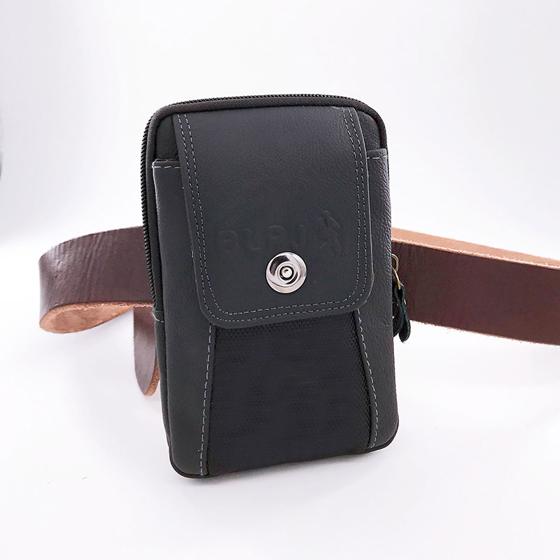 Túi hai lớp mới Túi da điện thoại di động 5,5 inch đeo túi đeo lưng nam túi đa chức năng dọc điện thoại di động túi đeo chéo adidas
