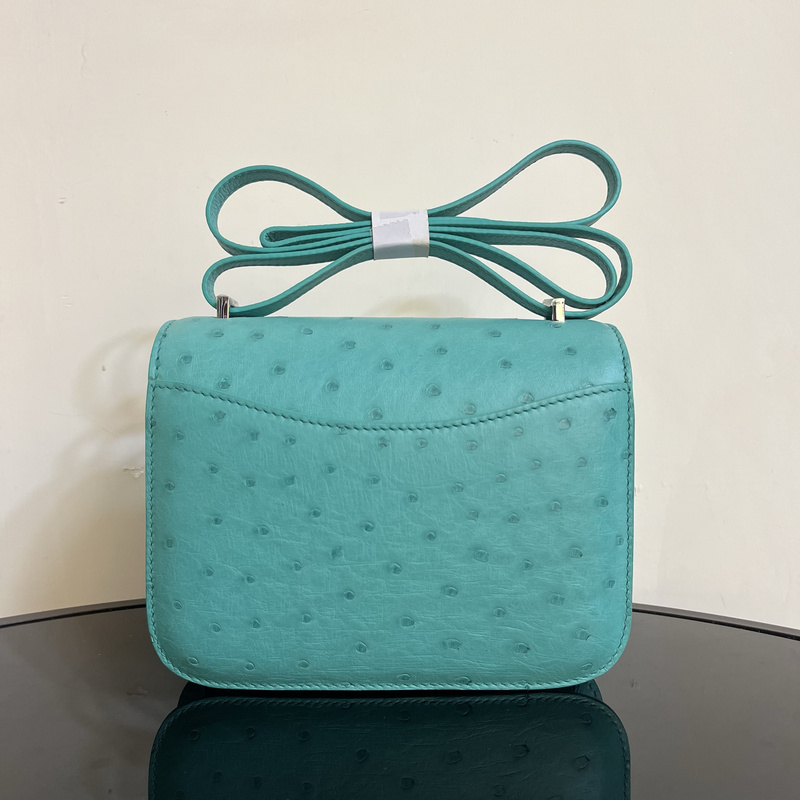 Ostrich Leather Genuine Leather 18cm Luxury Beeswax Thread High-End Single Shoulder Crossbody Underarm Bag