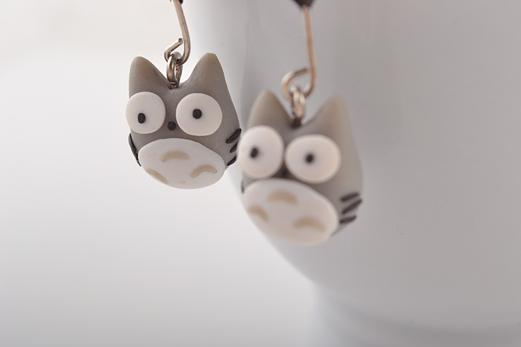 Creative Handmade Soft Ceramic Earrings Earrings Soft Ceramic Cartoon Umbrella Umbrella Totoro Earrings Wholesale Nihaojewelry display picture 4