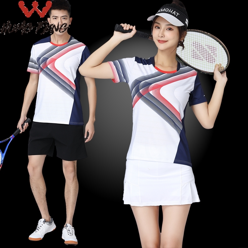 Badminton men's sports suit Quick-drying short-sleeved top competition team custom culottes table tennis jersey team uniform`