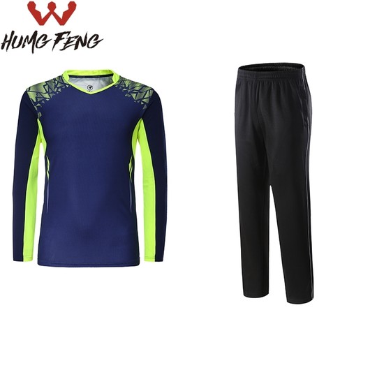 运动羽毛球服套装男女秋冬长袖V领印花速干透气网排乒乓比赛服