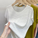 Plus size plus size women's loose and slim round neck ice silk short-sleeved T-shirt women's summer new bat sleeve top fashion