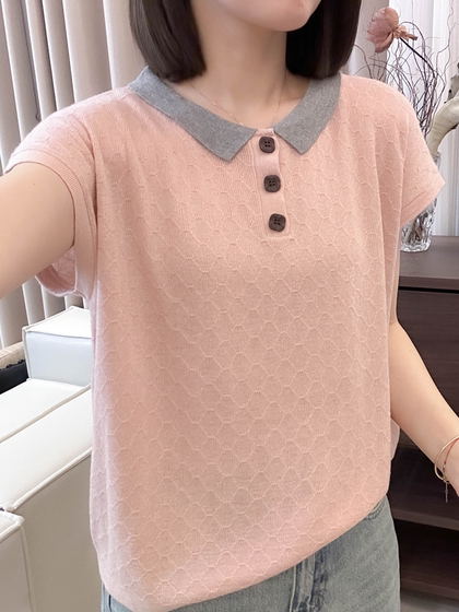 大码女装今年流行漂亮小衫翻领冰丝短袖T恤女夏宽松遮肚洋气上衣