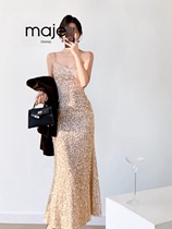 High-end Luxury Fashion Style hargless one-piece dress Dress Girl Gown gown wardrobes sequin V