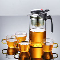 Drifting pot office bubble teapot high temperature thickened glass tea water separation teapot one-button filter tea puncher