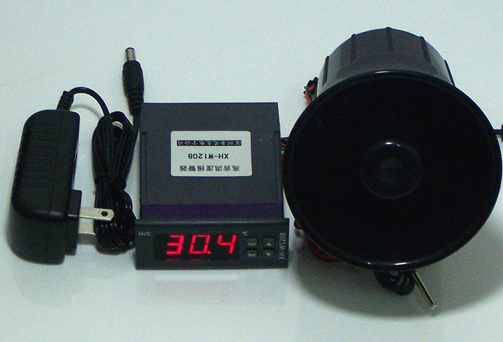The temperature siren is very loud and waterproof type two can be optionally delivered with 12V power supply two pieces