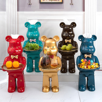 Violence bear tissue box floor ornaments living room lucky cat multifunctional storage tray home soft housewarming gift