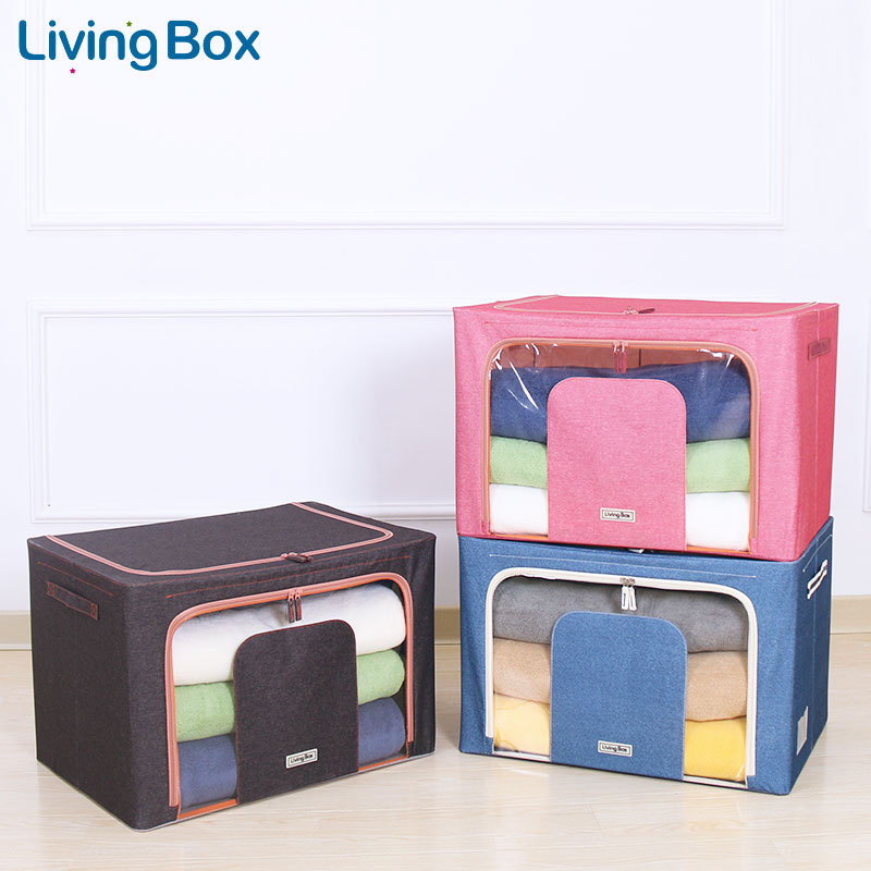 Piestron's new large size pure color waterproof oxford cloth 100 liters steel frame collection 100 Ned box storage box cotton quilts