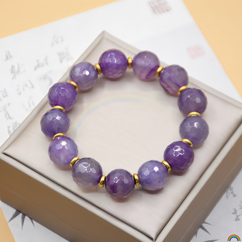 Natural Purple Agate Faceted Bracelet for Women, Purple Chalcedony for Attracting Wealth, Single-Circle Simple and Light Luxury Jade Bracelet Rwbuy Natural Purple Agate Faceted Bracelet for Women, Purple Chalcedony for Attracting Wealth, Single-Circle Simple and Light Luxury Jade Bracelet Rwbuy
