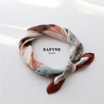 ins style Korean ink painting dog small square towel ribbon scarf small scarf tied hairband tied bag with summer accessories