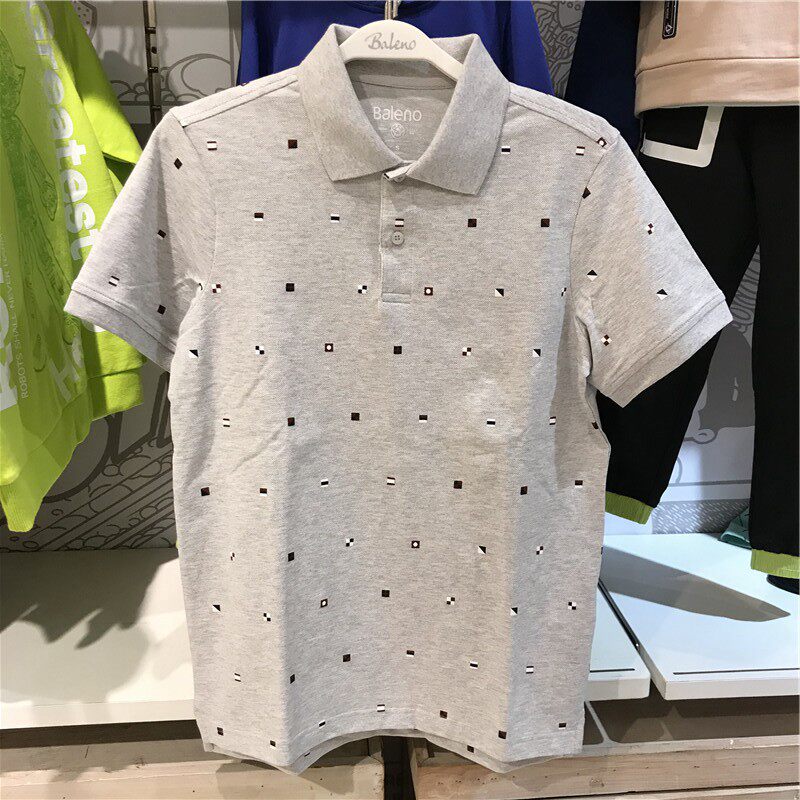 Baleno Baleno men's polo slim-fit lapel antibacterial wave-dot printed short-sleeved POLO shirt 88001114