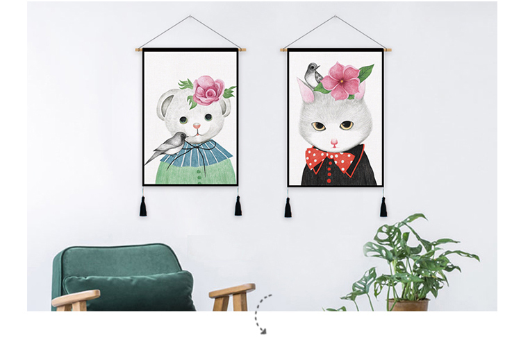 Bắc Âu in trang trí tường tranh hoạt hình động vật treo tranh vải bông tấm thảm tấm thảm bao gồm hộp thảm treo tường phòng khách