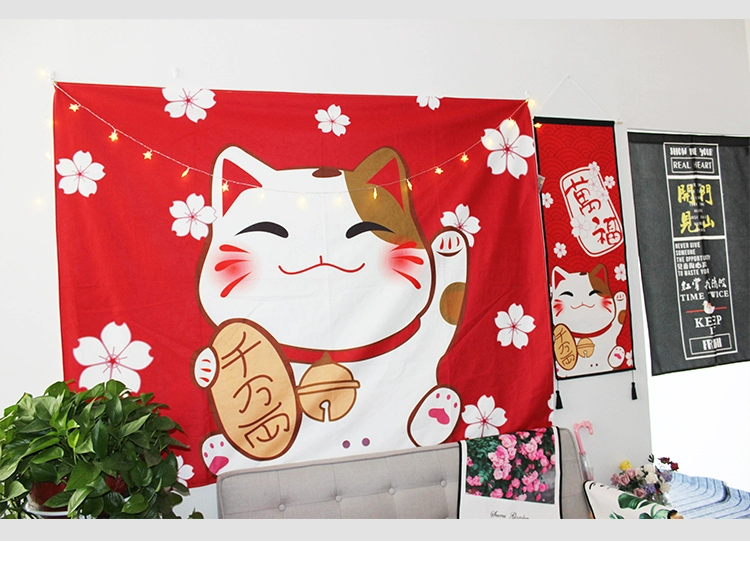 Lucky Cat nền tường vải bọc phòng ngủ tấm thảm treo đỏ vải lưới neo hình ảnh tường nền sofa bọc - Tapestry thảm hoa treo tường