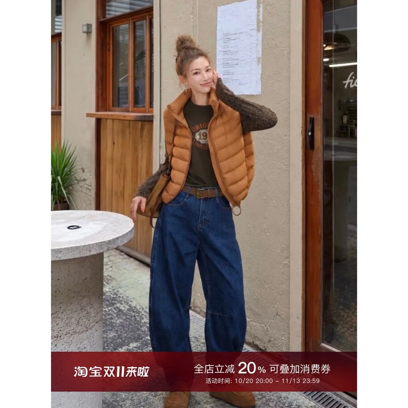Missko Coco Huan Sister Autumn Vintage Washed Casual Pants Mid-Autumn Blue Niche Style Workwear Denim Trousers
