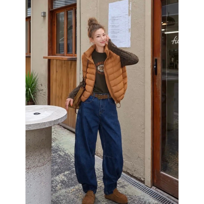 Missko Coco Huan Sister Autumn Vintage Washed Casual Pants Mid-Autumn Blue Niche Style Workwear Denim Trousers Missko Coco Huan Sister Autumn Vintage Washed Casual Pants Mid-Autumn Blue Niche Style Workwear Denim Trousers