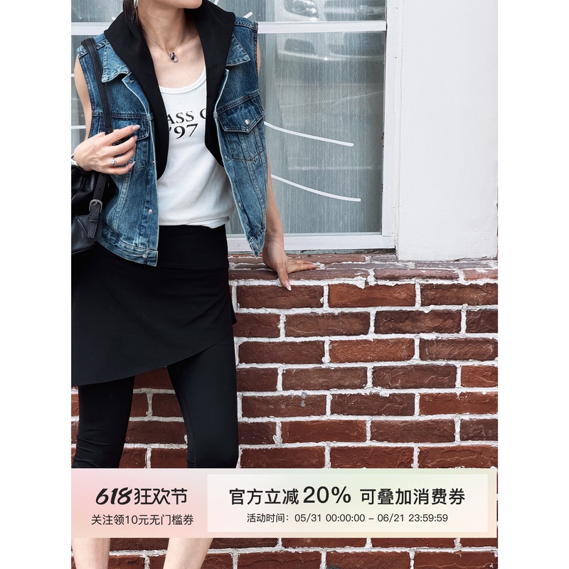 Missko Coco Huan's New Spring/Summer Slimming High-Elastic Fake Two-Piece Sun-Protective Trendy Fashion Three-Quarter Yoga Pants Skirt Missko Coco Huan's New Spring/Summer Slimming High-Elastic Fake Two-Piece Sun-Protective Trendy Fashion Three-Quarter Yoga Pants Skirt