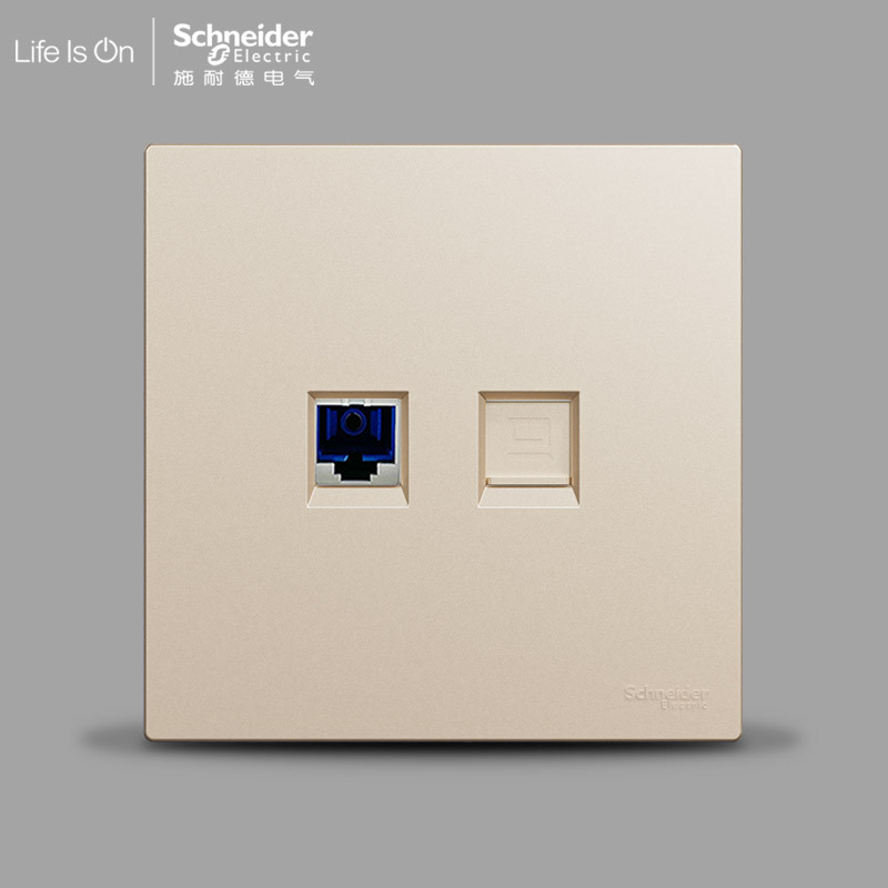 Schneider Switch Socket Boyi Series Fiber Optic + Computer Network Panel 86 Type Network Cable Information Dual-Port Fiber Optic