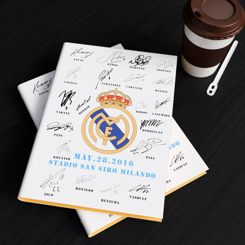 Real Madrid Team Signature Commemorative Notebook A5 Peripheral Student Faux Leather Journal Birthday Gift Real Madrid Team Signature Commemorative Notebook A5 Peripheral Student Faux Leather Journal Birthday Gift