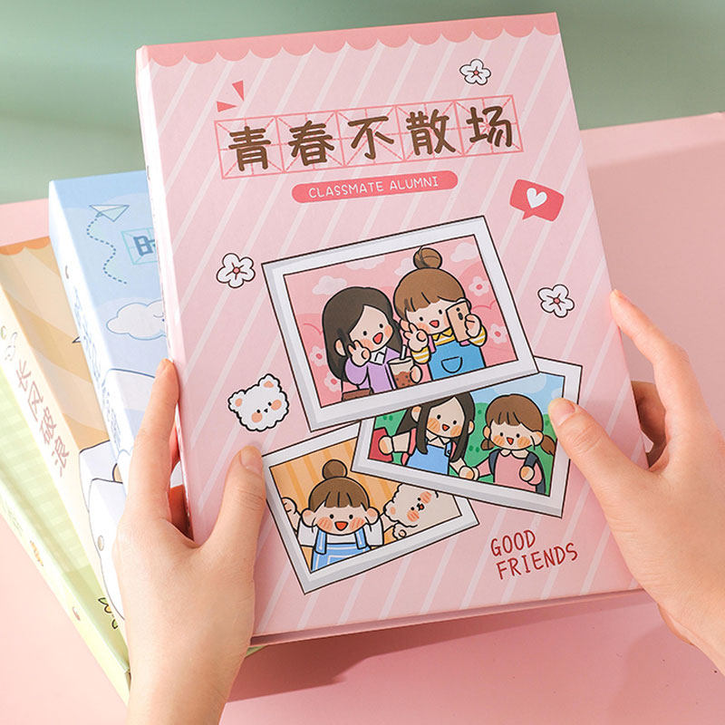 Cute cartoon students, male and female junior high school students, high school students, sixth grade graduation loose-leaf personality message book