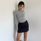 Корсет, приятный телу осенний лонгслив, высокий воротник, в корейском стиле