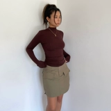 Корсет, приятный телу осенний лонгслив, высокий воротник, в корейском стиле