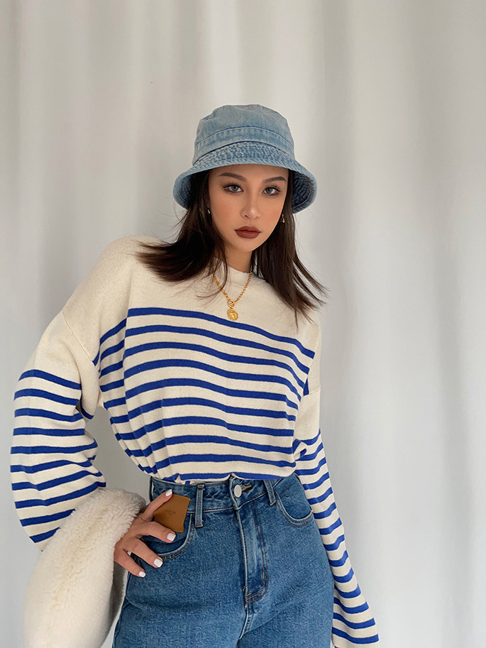 Lazy Navy And White Striped Sweater 6