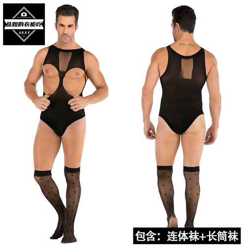 Сексуальные чулки, горячее и пряное сексуальное нижнее белье, мужчины в сети Сан -Чао соединенные носки, набор перспективы любовной ноги