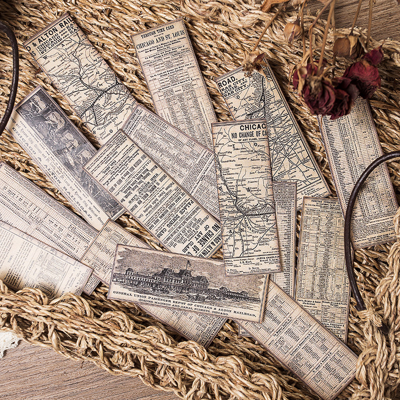 junik journal retro made old wind hand ledger stickers old hangers English notes stamp strip bottom
