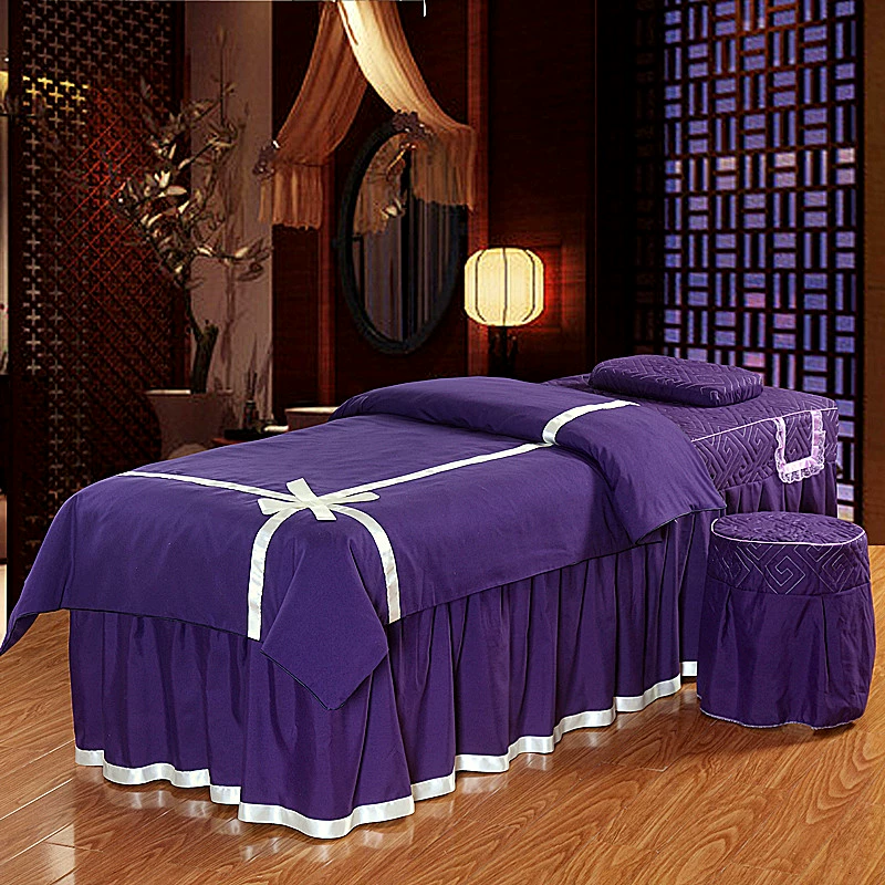 Ren Beauty khăn trải giường denim bedspread giường bìa có thể được tùy chỉnh massage dầu gội đầu massage bedspread màu đơn giản - Trang bị tấm
