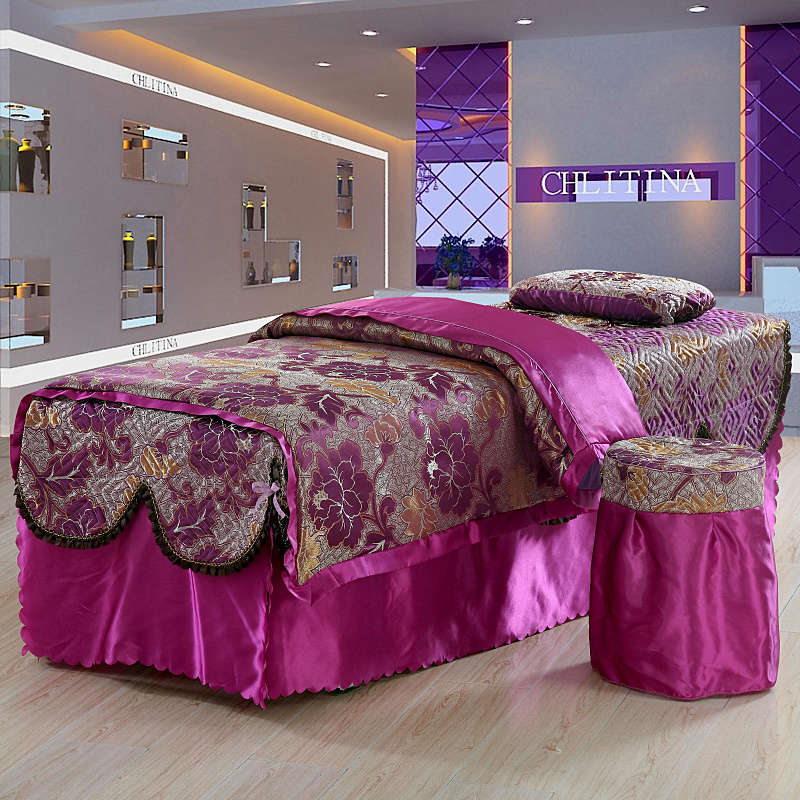 Mới bốn mùa phổ quát vẻ đẹp trải giường massage cơ thể bốn bộ thẩm mỹ viện trải giường bốn bộ ga trải giường spa