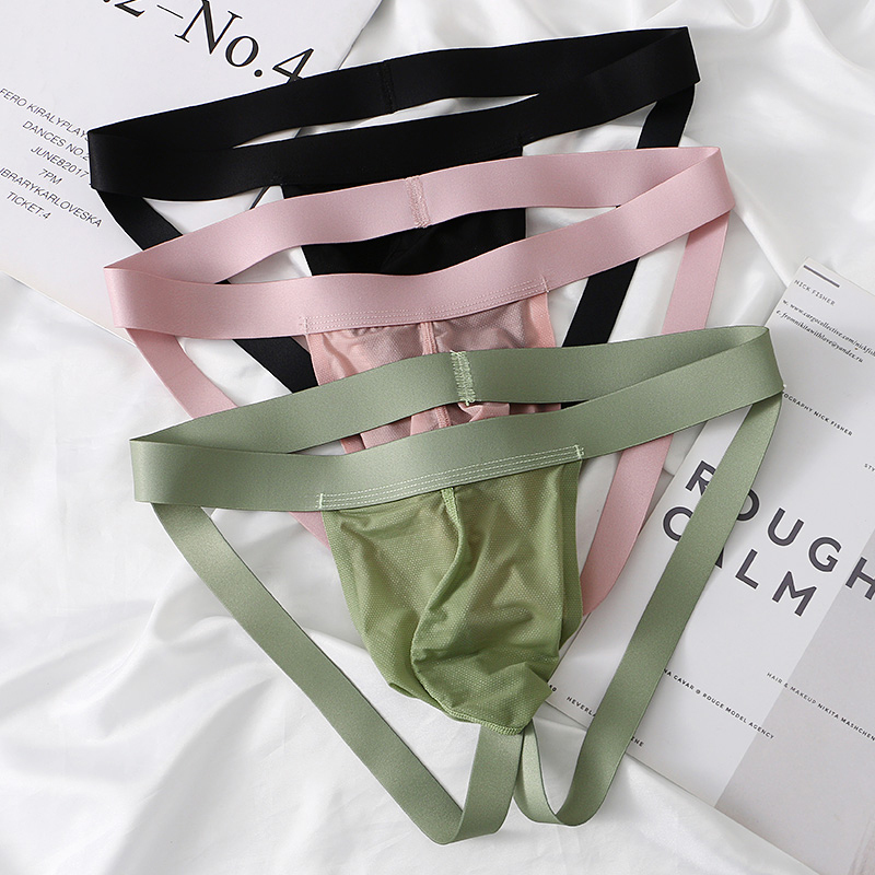 Men's Thong Underwear with Large Pouch, Ice Silk Mesh, Seamless, Sexy Double Thong, Low Waist, Hip-Lifting, Exposed Buttocks, Sports Underwear, Trendy Men's Thong Underwear with Large Pouch, Ice Silk Mesh, Seamless, Sexy Double Thong, Low Waist, Hip-Lifting, Exposed Buttocks, Sports Underwear, Trendy