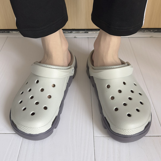 Croc-Style Shoes for Men 2024 New Summer Non-Slip Outdoor Slippers for Women Thick-Soled Beach Soft-Soled Couple's Closed-Toe Sandals