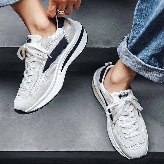 Dad Shoes for Men, New Summer Style, Trendy Mesh Breathable Soft-Soled Casual Shoes, Genuine Leather, Retro Versatile Running Sneakers