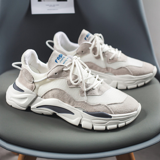 Dad Shoes for Men, Summer Mesh Breathable Genuine Leather Retro Running Trendy New Lightweight Soft-Soled Casual Sports Shoes