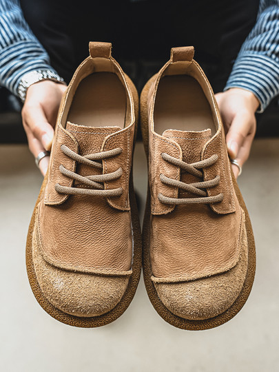 First-Layer Cowhide Casual Men's Shoes 2025 New Winter Large-Toe Shoes Genuine Leather Breathable Non-Slip Soft-Soled Leather Shoes for Men