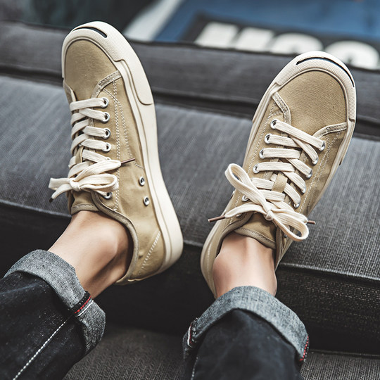 Canvas Shoes Men's Summer Breathable Trbottomyy Versatile Low-Top Casual White Shoes 2025 New Black Soft Sole Shoes