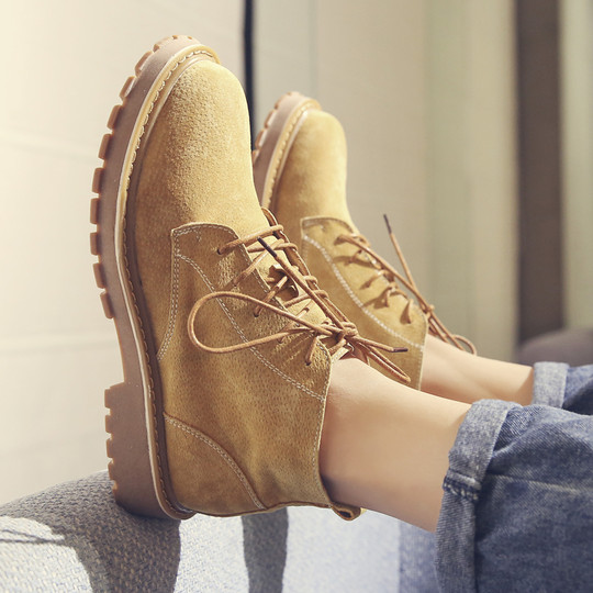 Martin Boots for Men, Winter Fleece-Lined High-Top Shoes, Retro Trendy Genuine Leather Versatile Short Boots, Mid-Top British Style Work Boots