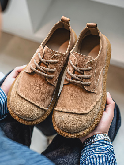 First-Layer Cowhide Casual Men's Shoes 2025 New Winter Large-Toe Shoes Genuine Leather Breathable Non-Slip Soft-Soled Leather Shoes for Men