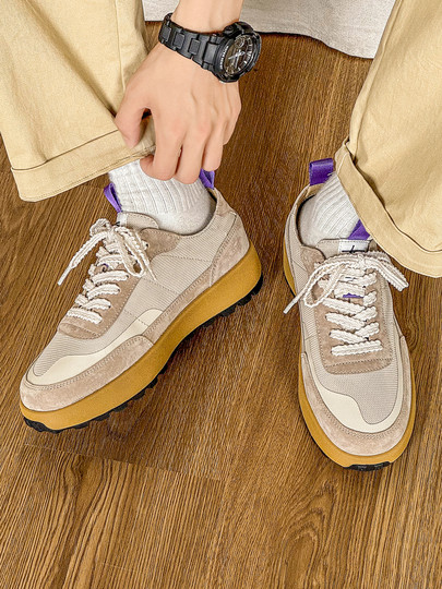 Dexun Men's Shoes 2025 Summer New Mesh Breathable Sneakers Thick Sole Lightweight Soft Sole Casual White Sneakers