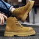 Martin Boots for Men, New Winter Style, Fleece-Lined High-Top Shoes, British Style, Genuine Leather, Korean Version, Trendy Mid-Top Casual Work Boots