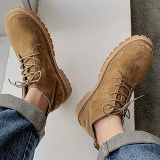 Martin Boots for Men 2025 New Winter Fleece-Lined Mid-Top Short Boots Genuine Leather High-Top British Retro Casual Work Boots